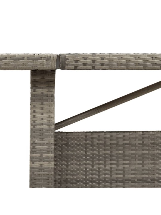 Zahradní stůl se skleněnou deskou šedý 240x90x75 cm polyratan