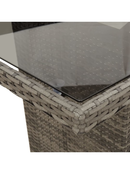 Zahradní stůl se skleněnou deskou šedý 240x90x75 cm polyratan
