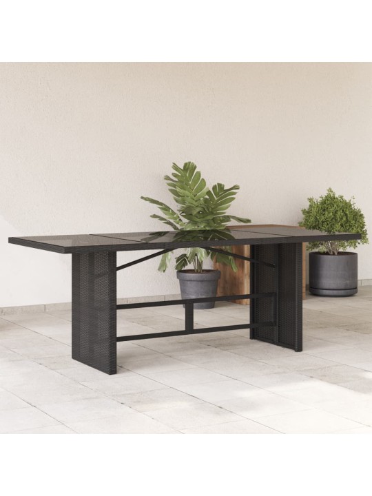 Zahradní stůl se skleněnou deskou černý 190x80x75 cm polyratan