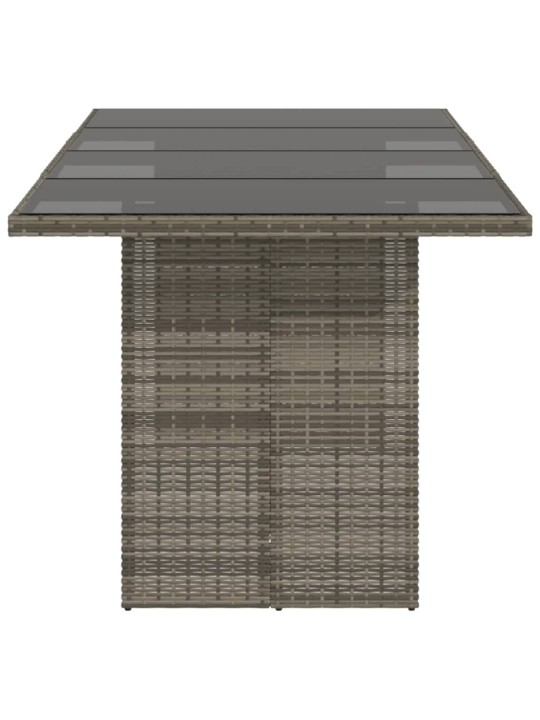 Zahradní stůl se skleněnou deskou šedý 190x80x75 cm polyratan