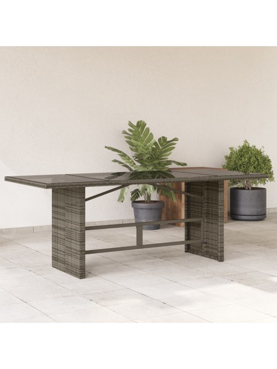 Zahradní stůl se skleněnou deskou šedý 190x80x75 cm polyratan