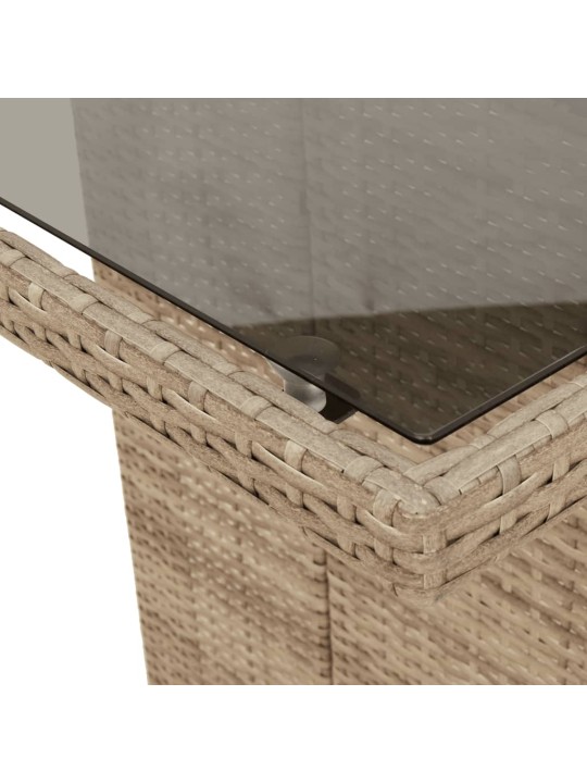Zahradní stůl se skleněnou deskou béžový 190x80x75 cm polyratan