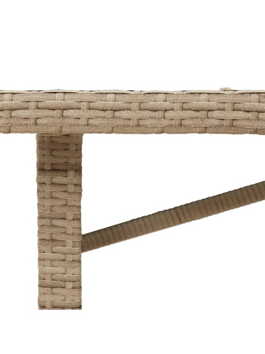 Zahradní stůl se skleněnou deskou béžový 190x80x75 cm polyratan