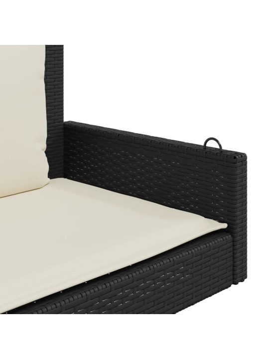 Houpací lavice s poduškami černá 119 x 56 x 48 cm polyratan