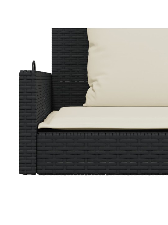 Houpací lavice s poduškami černá 119 x 56 x 48 cm polyratan