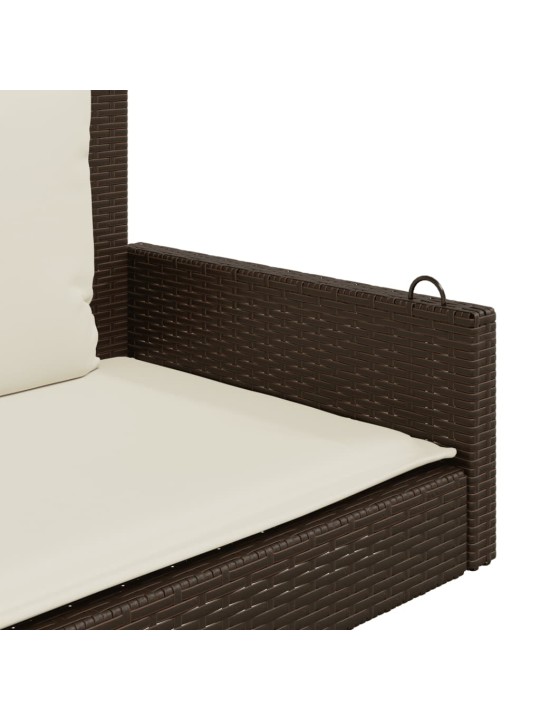 Houpací lavice s poduškami hnědá 119 x 56 x 48 cm polyratan