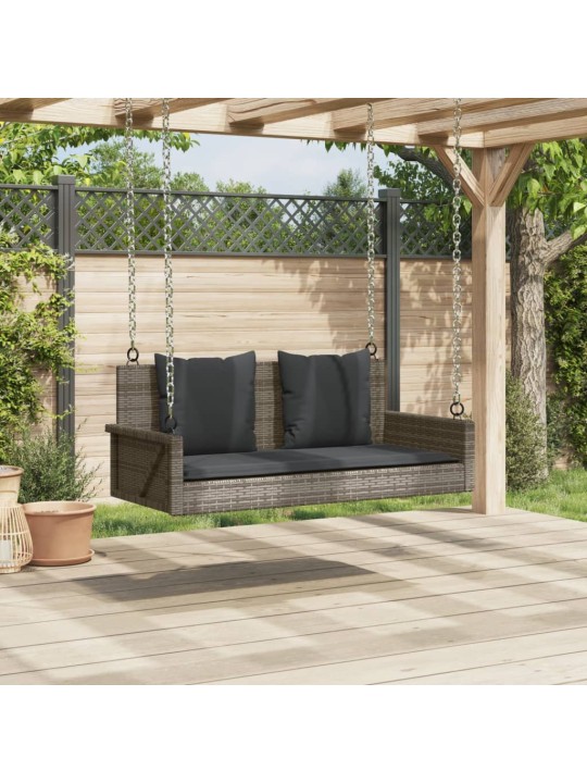 Houpací lavice s poduškami šedá 119 x 56 x 48 cm polyratan