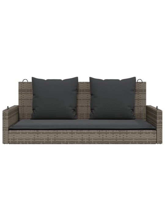 Houpací lavice s poduškami šedá 119 x 56 x 48 cm polyratan