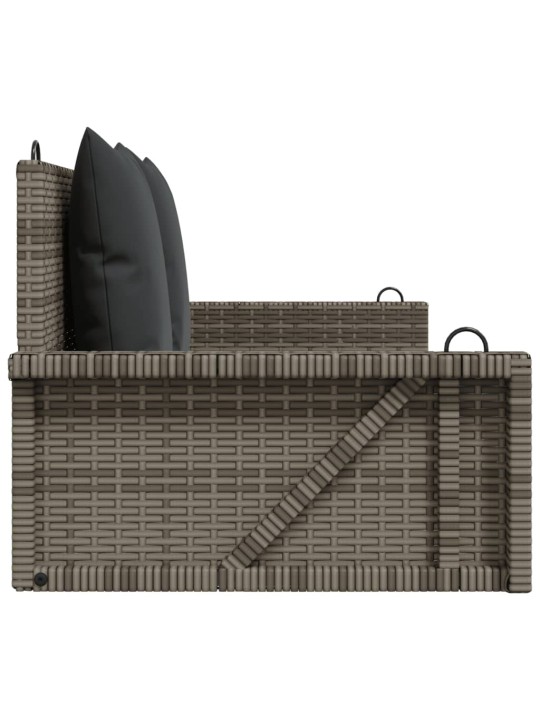Houpací lavice s poduškami šedá 119 x 56 x 48 cm polyratan