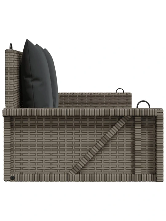 Houpací lavice s poduškami šedá 119 x 56 x 48 cm polyratan