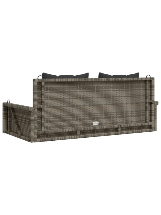 Houpací lavice s poduškami šedá 119 x 56 x 48 cm polyratan