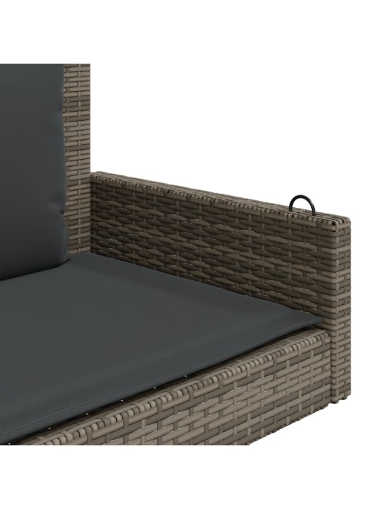 Houpací lavice s poduškami šedá 119 x 56 x 48 cm polyratan