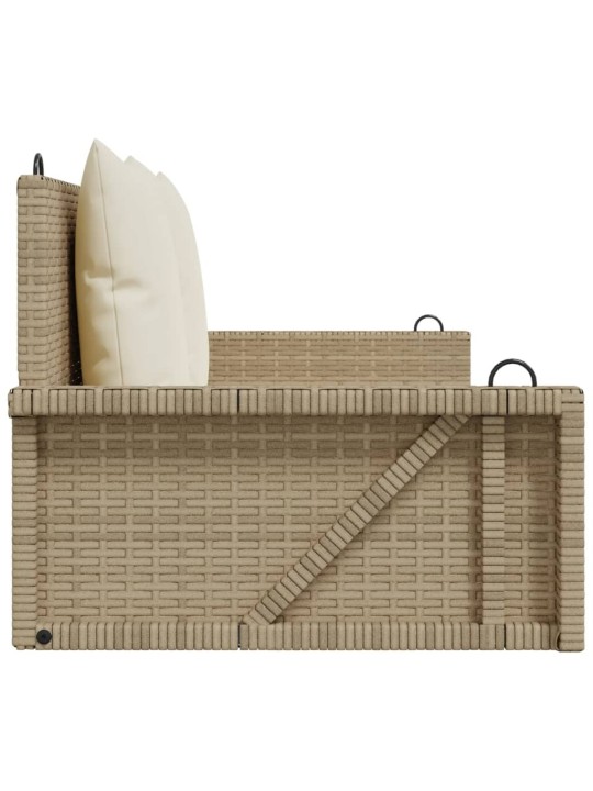 Houpací lavice s poduškami béžová 119 x 56 x 48 cm polyratan