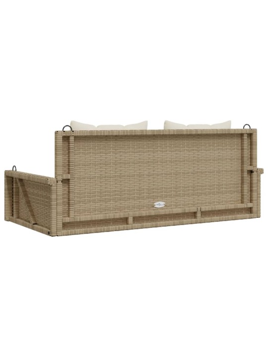 Houpací lavice s poduškami béžová 119 x 56 x 48 cm polyratan