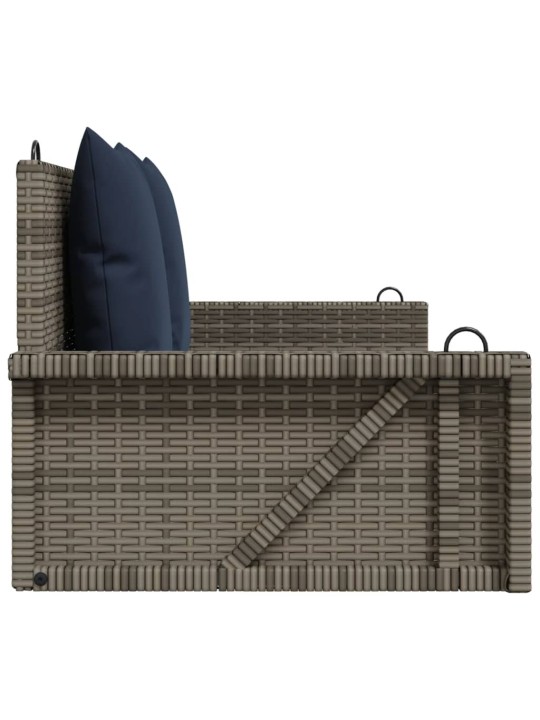 Houpací lavice s polštáři šedá 119 x 56 x 48 cm polyratan
