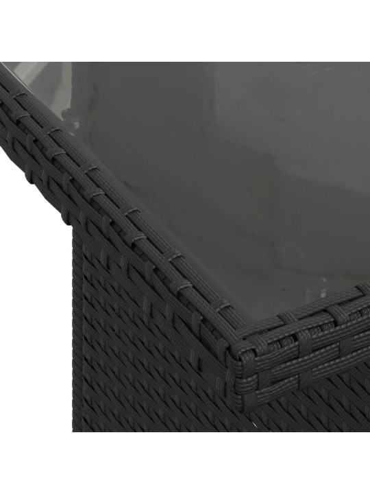 Zahradní stůl se skleněnou deskou černý 100x55x73 cm polyratan