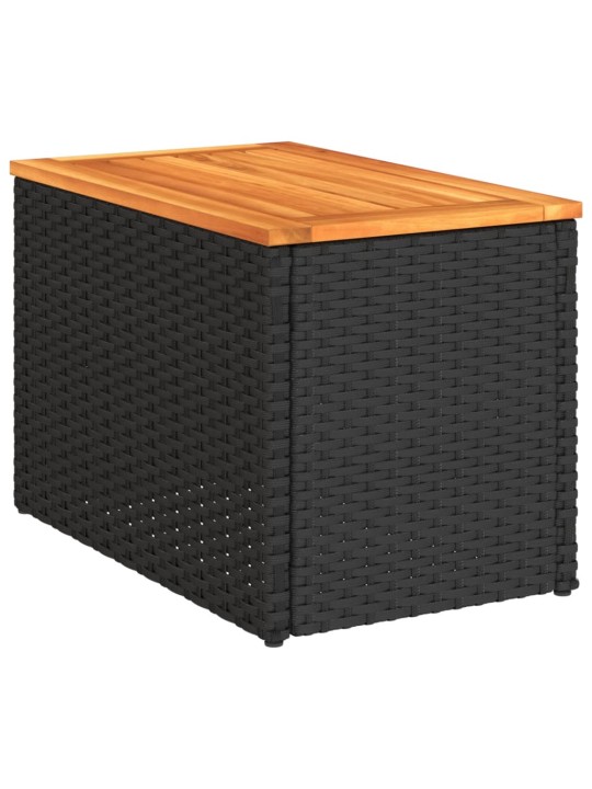 Zahradní stolky 2 ks černé 55x34x37 cm polyratan masivní dřevo