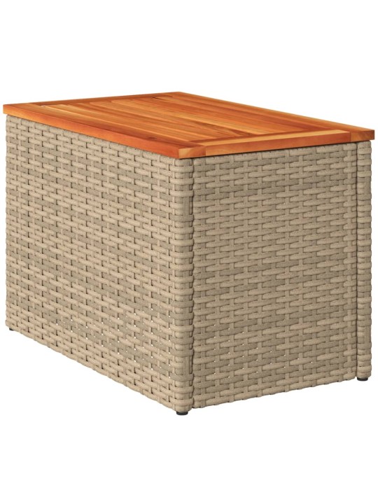 Zahradní stolky 2 ks béžové 55x34x37 cm polyratan masivní dřevo
