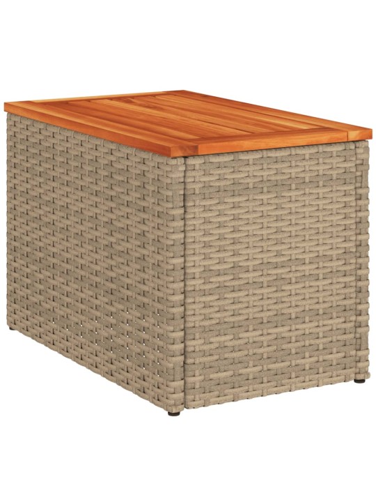 Zahradní stolky 2 ks béžové 55x34x37 cm polyratan masivní dřevo