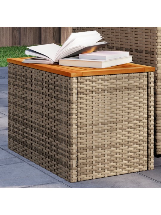Zahradní stolky 2 ks béžové 55x34x37 cm polyratan masivní dřevo