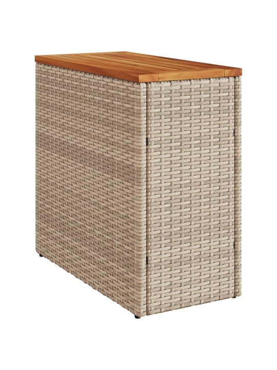 Zahradní stolek s dřevěnou deskou béžový 58x27,5x55cm polyratan