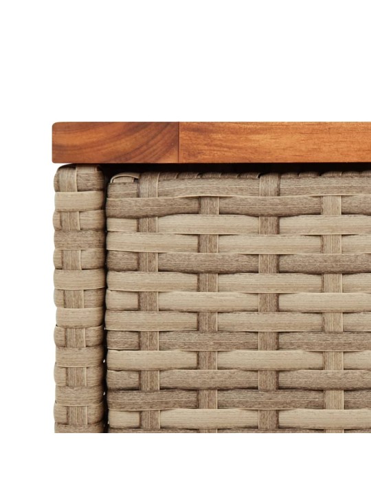 Zahradní stolek s dřevěnou deskou béžový 58x27,5x55cm polyratan