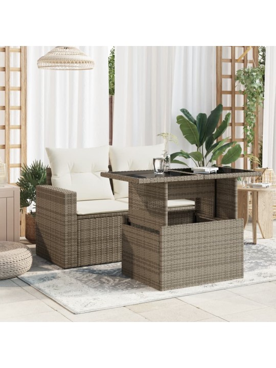 Zahradní stůl se skleněnou deskou šedý 100x55x73 cm polyratan