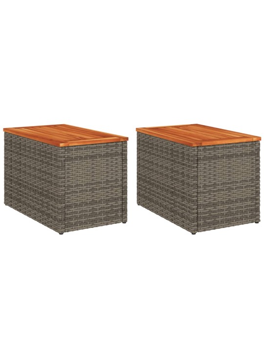 Zahradní odkládací stolky 2 ks šedé 55x34x37 cm polyratan masiv