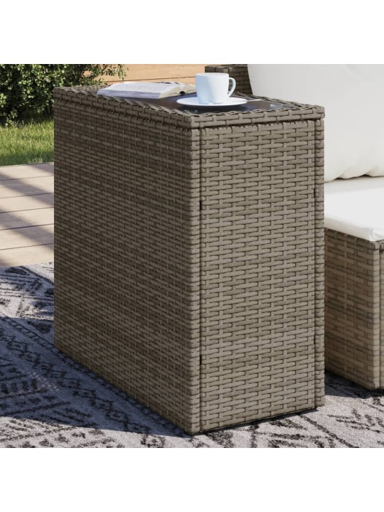 Zahradní stolek se skleněnou deskou šedý 58x27,5x55cm polyratan