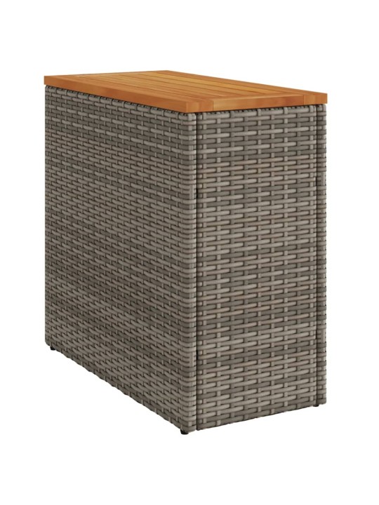 Zahradní stolek s dřevěnou deskou šedý 58x27,5x55 cm polyratan