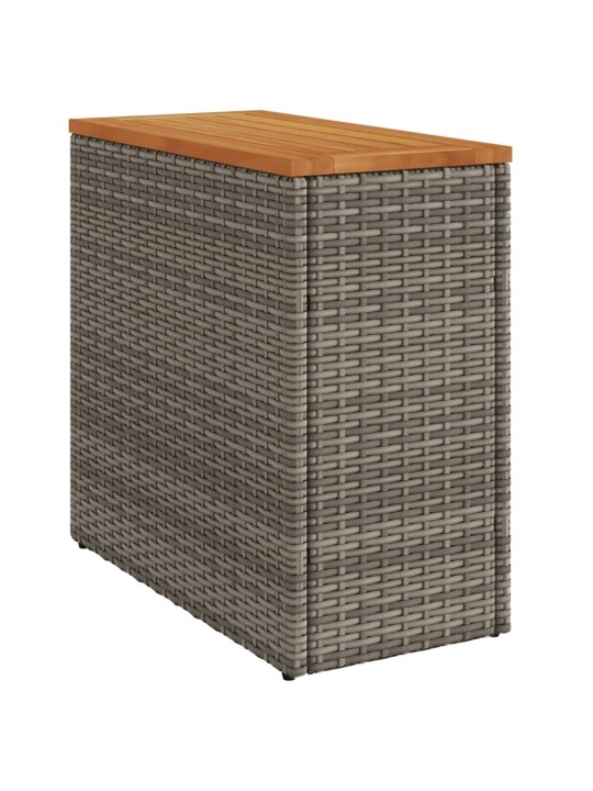 Zahradní stolek s dřevěnou deskou šedý 58x27,5x55 cm polyratan