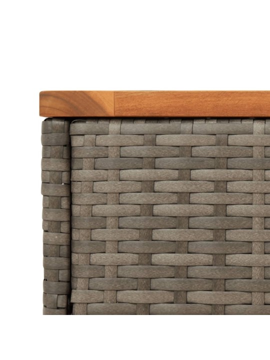 Zahradní stolek s dřevěnou deskou šedý 58x27,5x55 cm polyratan