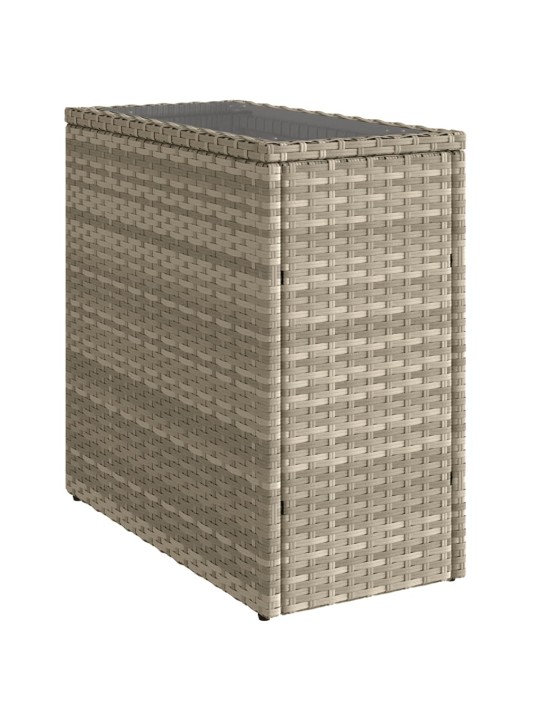 Zahradní stolek se skleněnou deskou šedý 58x27,5x55cm polyratan