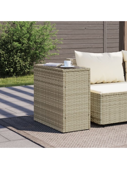 Zahradní stolek se skleněnou deskou šedý 58x27,5x55cm polyratan