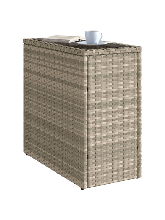 Zahradní stolek se skleněnou deskou šedý 58x27,5x55cm polyratan