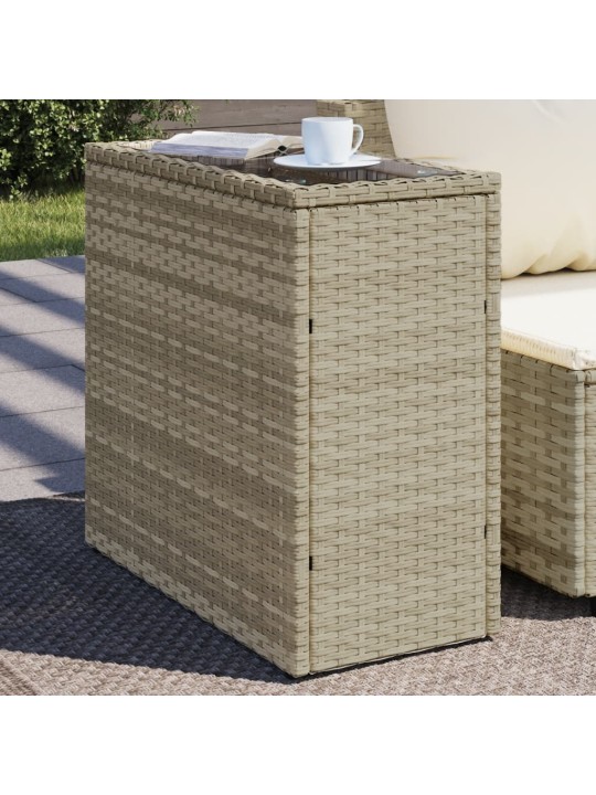 Zahradní stolek se skleněnou deskou šedý 58x27,5x55cm polyratan