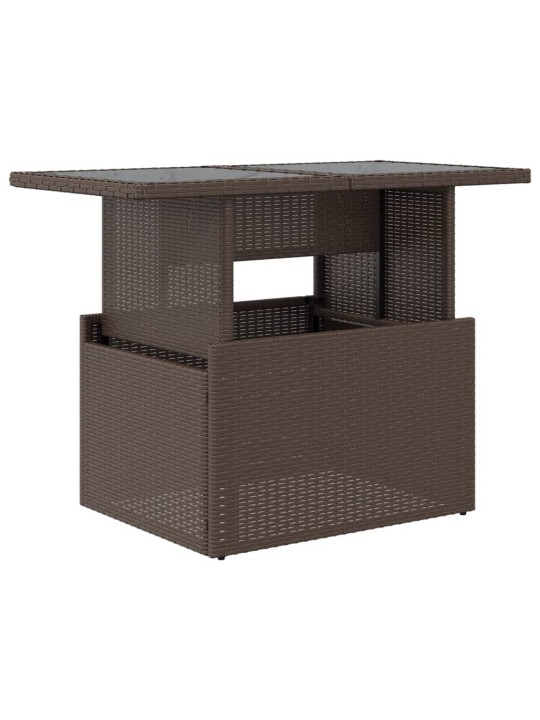 Zahradní stůl se skleněnou deskou hnědý 100x55x73 cm polyratan