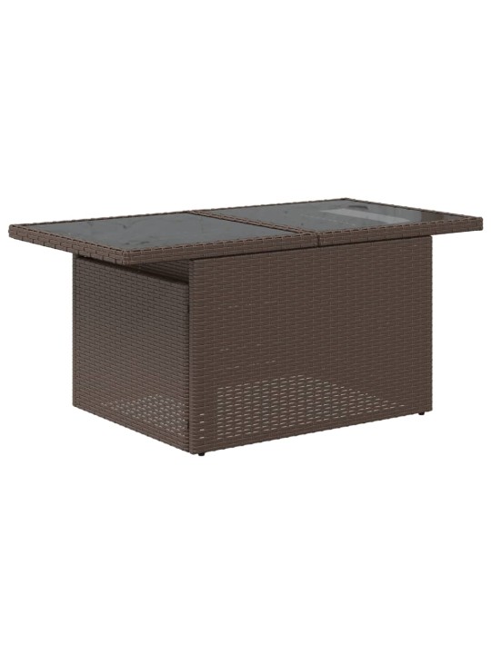 Zahradní stůl se skleněnou deskou hnědý 100x55x73 cm polyratan