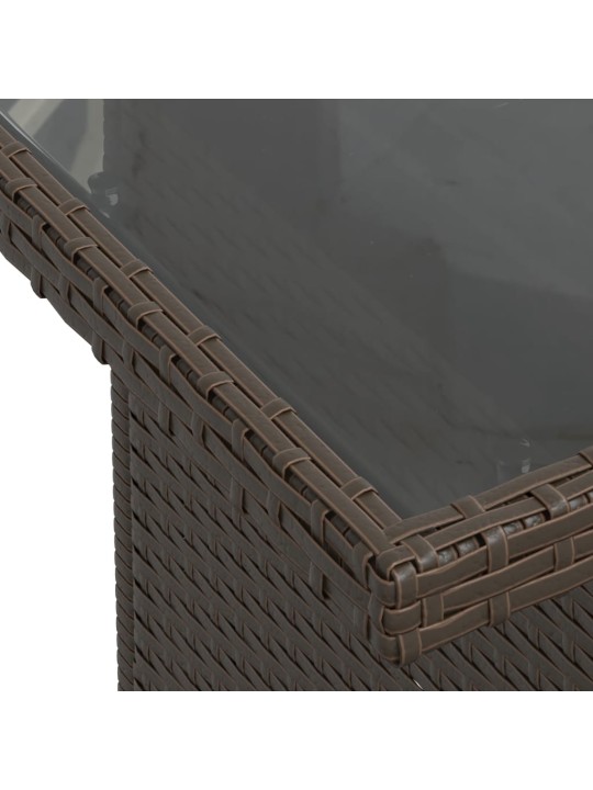 Zahradní stůl se skleněnou deskou hnědý 100x55x73 cm polyratan