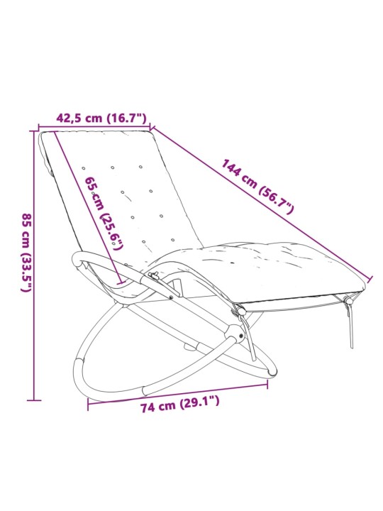 Geometrické zahradní lehátko s poduškou černé a šedé ocel