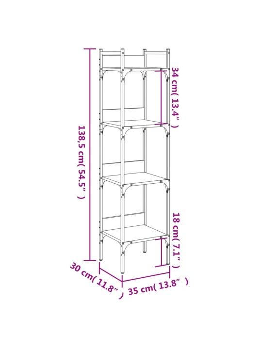 Knihovna se 4 policemi dub sonoma 35 x 30 x 138,5 cm kompozit
