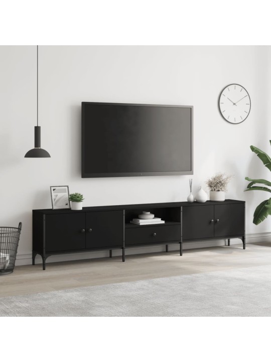 TV skříňka černá 200 x 25 x 44 cm kompozitní dřevo