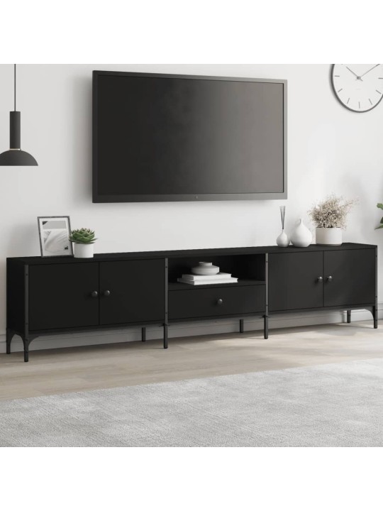 TV skříňka černá 200 x 25 x 44 cm kompozitní dřevo