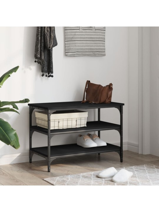 Lavice s botníkem černá 70 x 38,5 x 49 cm kompozitní dřevo