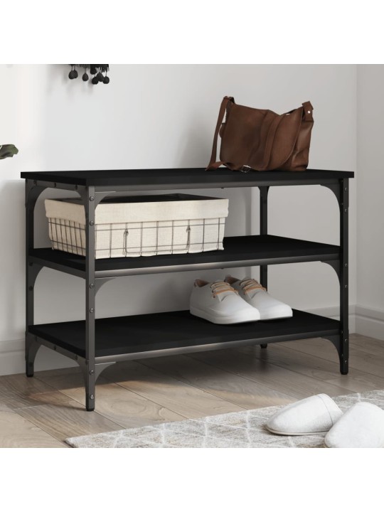 Lavice s botníkem černá 70 x 38,5 x 49 cm kompozitní dřevo