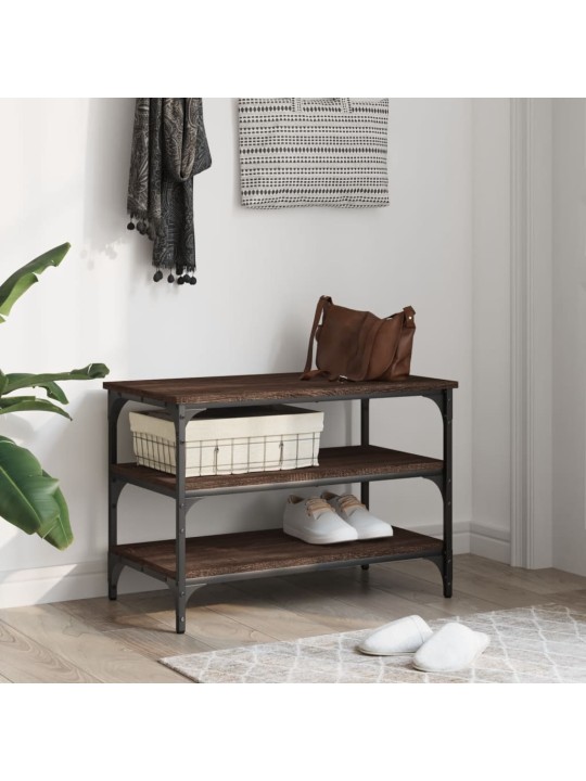 Lavice s botníkem hnědý dub 70 x 38,5 x 49 cm kompozitní dřevo