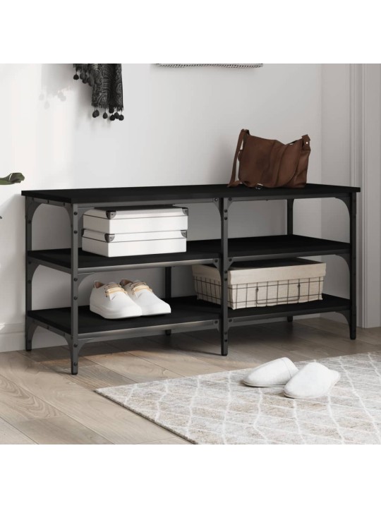 Lavice s botníkem černá 100 x 38,5 x 49 cm kompozitní dřevo