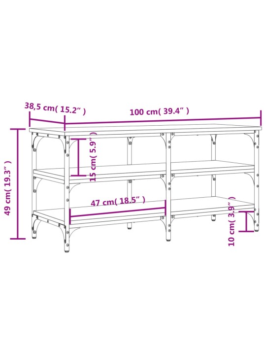 Lavice s botníkem dub sonoma 100x38,5x49 cm kompozitní dřevo