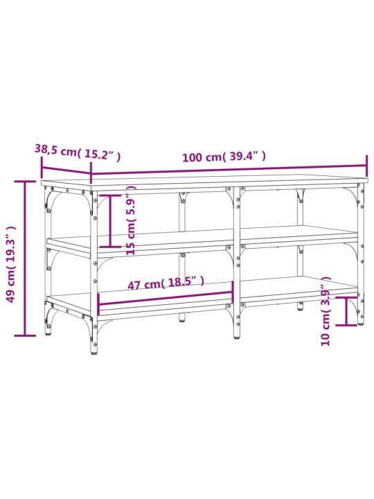 Lavice s botníkem kouřový dub 100x38,5x49 cm kompozitní dřevo