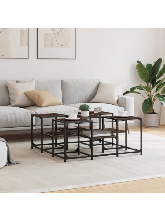 Konferenční stolek hnědý dub 91 x 91 x 40 cm kompozitní dřevo